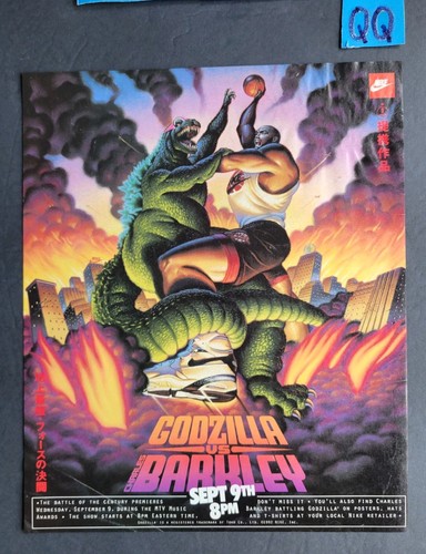 Godzilla VS Barkley Battle Of The Century Nike Promo Print Advertisement 1992