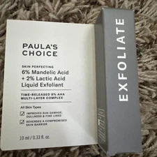 Paula’s Choice 6% Mandelic Acid + 2% Lactic Acid Liquid Exfoliant MINI (10ml)NIB