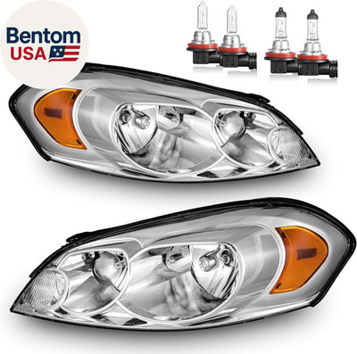 Headlights W/Bulbs for 2006-2013 Chevy Impala, 2006-2007 Chevy Monte Carlo, 2014