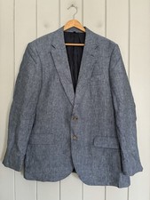 J. Crew Thompson University Blazer Mens 42R 100 Linen Blue Slim Fit BN781