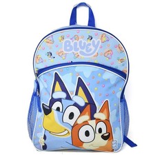 Bluey and Bingo Nylon Blue Kids 16" School Backpack for Girls and Boys ages 3 