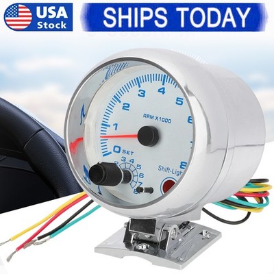 Universal Car Tachometer Gauge Tacho Meter with LED Shift Light 0-8000 RPM 3.75''