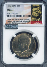 1976-D Kennedy Half Dollar NGC MS66 Quality