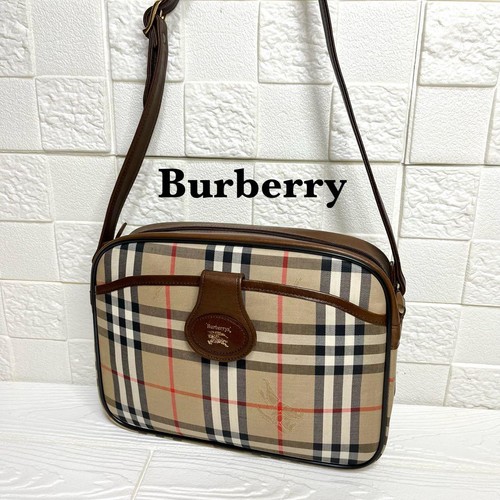 BURBERRY Shoulder Bag Nova Check Pattern Shadow Horse Logo Leather Canvas