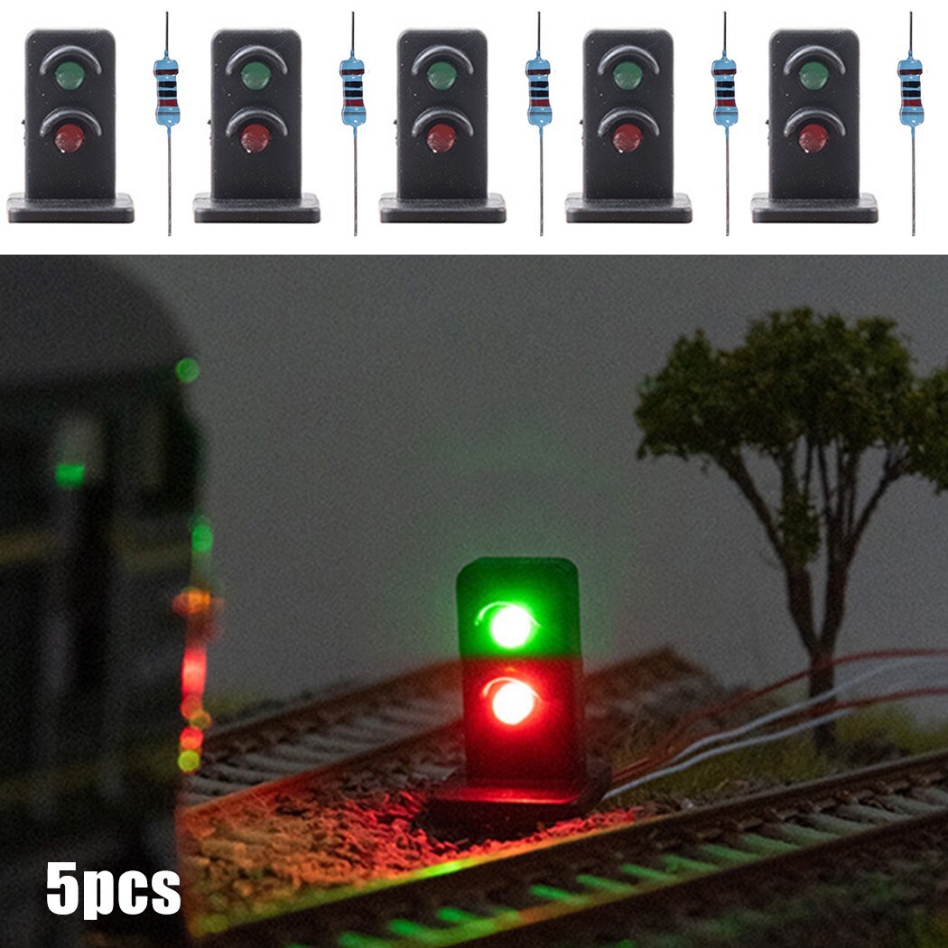 5 Pcs OO/HO Gauge Dwarf Signals – 20mm LED Green/Red, 2 Aspect For Model Train Layouts