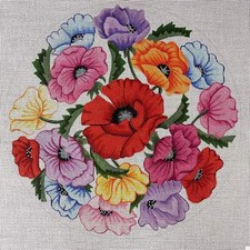 Trubey Designs Poppies Pillow needlepoint canvas P234