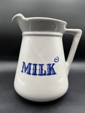 Vintage REAL MILK Stoneware Pottery Jug Pitcher Vase USA
