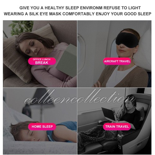 Soft Silk Sleeping Eye Mask Blindfold Lights Out Office Home Travel Relax Sleep - Picture 5 of 10