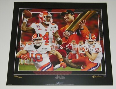 Clemson Tigers ''Tiger's Roar'' 2016 National Champs Large Football Art Print