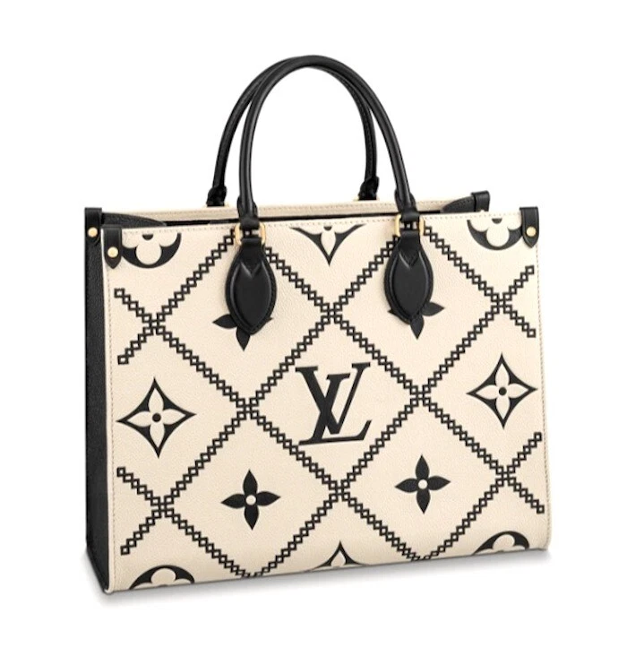 LOUIS VUITTON M46016 On the Go MM Creme Monogram Amplant Brodley Tote Bag