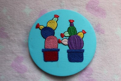Embroidery Art, Embroidery Cactus, Succulents.  Ornament Handmade