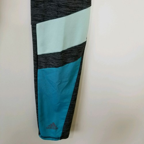 Adidas Gray Teal Stretch Flat Front Capri Yoga Pants Girl's Size L (12/14) - Picture 2 of 6