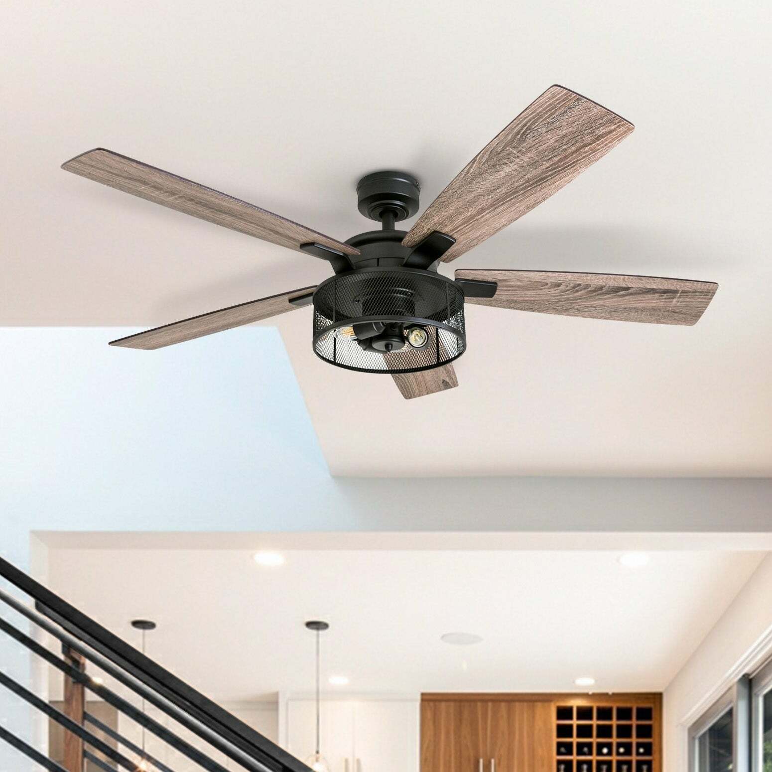Honeywell Carnegie 52 Industrial Ceiling Fan Matte Black For