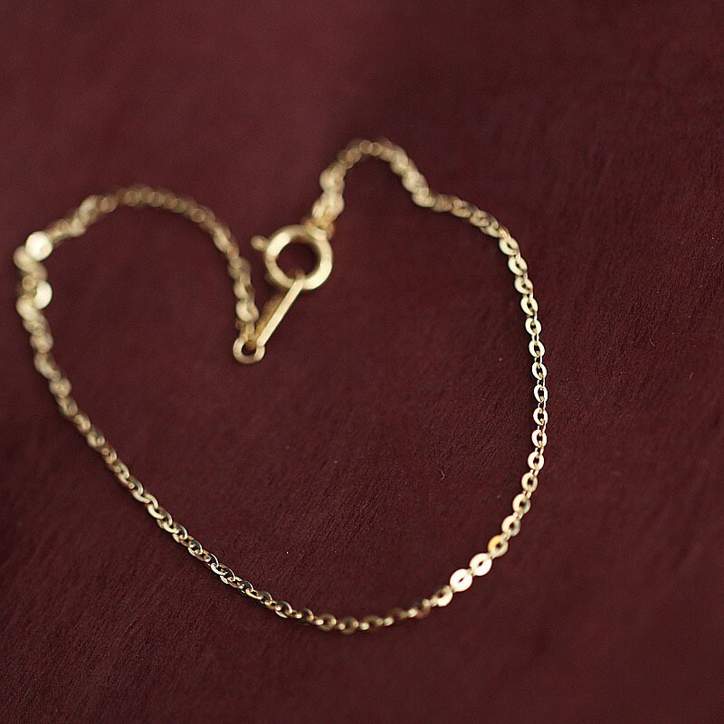 14K Solid Gold Bracelet for Women O-Shape 18cm Cable Chain