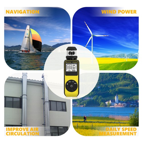 Anemómetro digital medidor de velocidad del viento medidor de flujo de aire LCD de mano 42 m/s brújula - Imagen 4 de 8