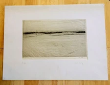 1920-1935 JOSEPH GRAY Original Signed India Paper Etching of The Bay  18 x 14"