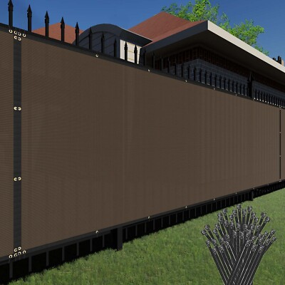 #ad 6ft Privacy Screen Fence Heavy Duty Brown Mesh Shade Net Cover Wall Garden Yard $494.75