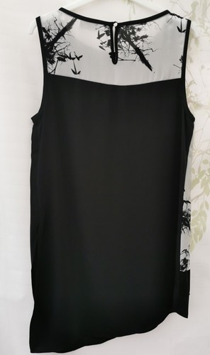 Como Nuevo Top de Terciopelo Damas Talla 12 Negro Blanco Gris Floral Túnica Sin Mangas Cuello Redondo - Imagen 23 de 24