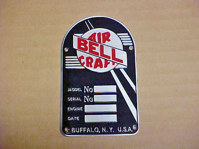 Bell Aircraft Vintage Data Plate Helicopter Acid Etched Stainless Steel 1950s