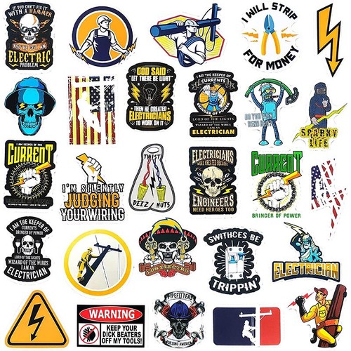 Hard Hat Stickers Electrician Construction Lineman Helmet Decals Funny Ibew Tool - Picture 6 of 8