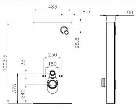 Bernstein Sanitärmodul Wand-WC Front Glas weiß oder Schwarz / Gestell Aluminium - Bild 2 von 2