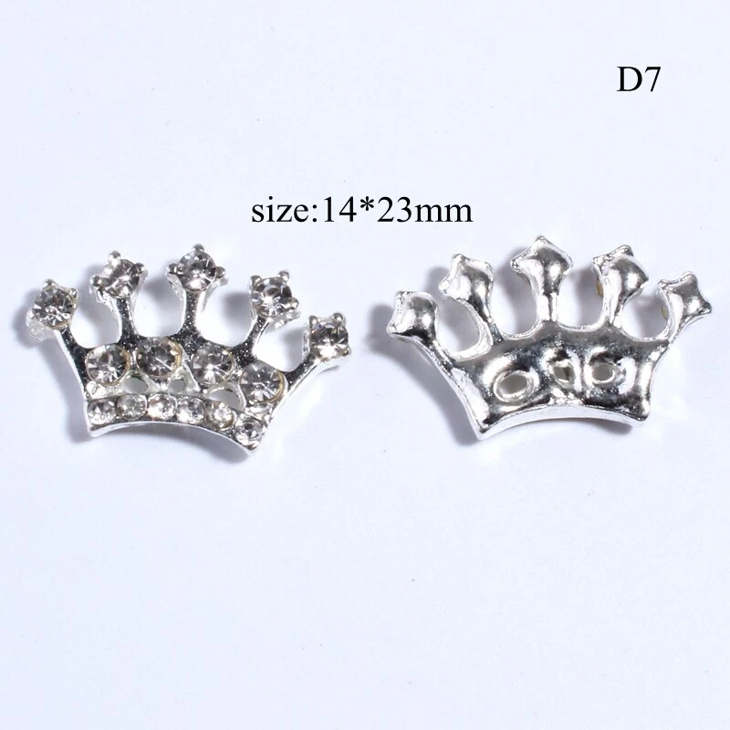 25PCS 14*23MM Fashion Chic Silver Crystal Crown Buttons For Wedding Invitation R - Image 3 of 3