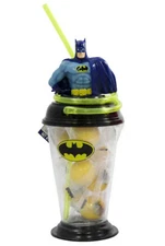 2017 DC Comics BATMAN Drinking Cup w/Crazy Straw and Gumballs Collectible, NEW