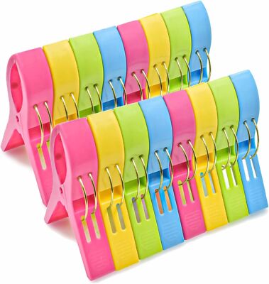 12 Stück Handtuchklammern Mehrfarbig - Extra Groß Für Strand & Garten