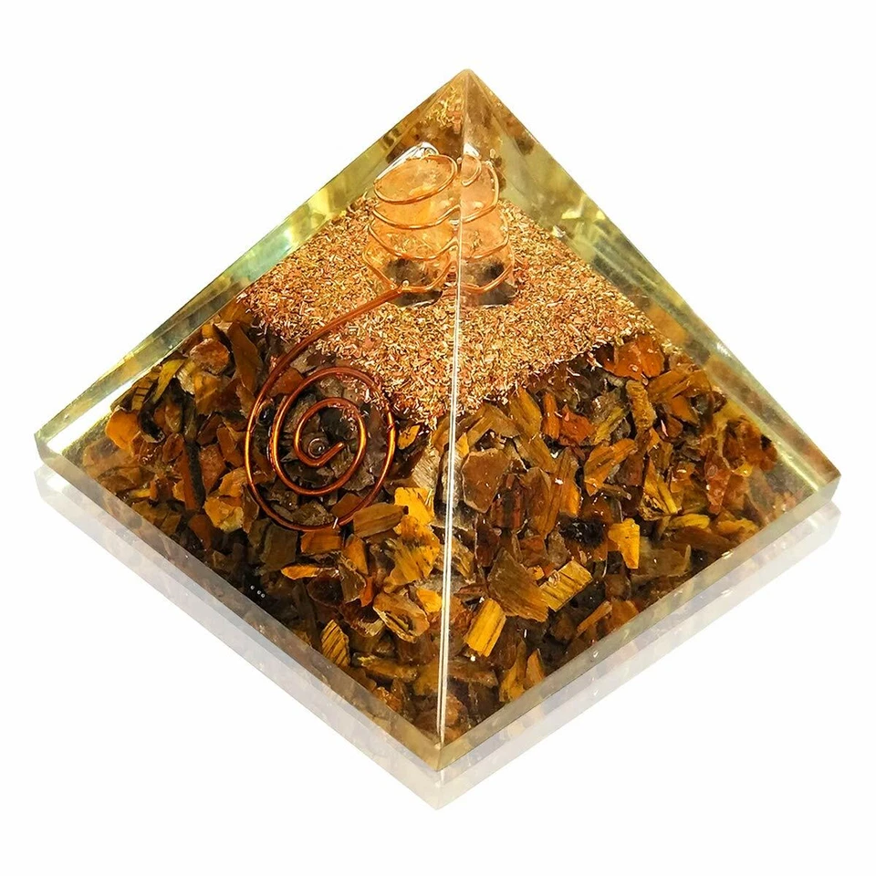 Stone Orgone Pyramid Tiger Eye for Reiki Healing and Crystal Healing - Image 2 of 4