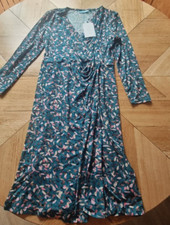 Blue Illusion - Womens Jersey Wrap Dress - Size Small $169.99 - Green Leaf Print