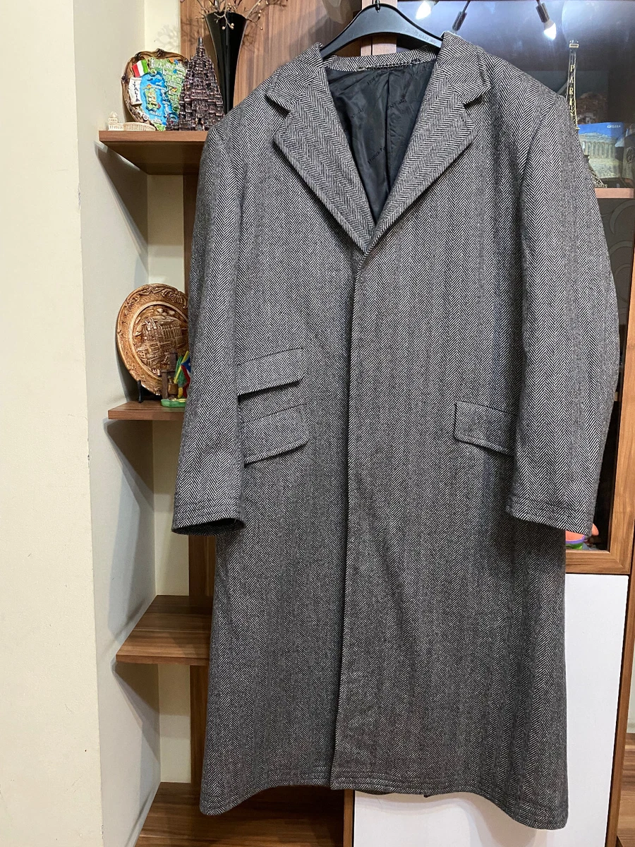 Grey herringbone coat mens sale
