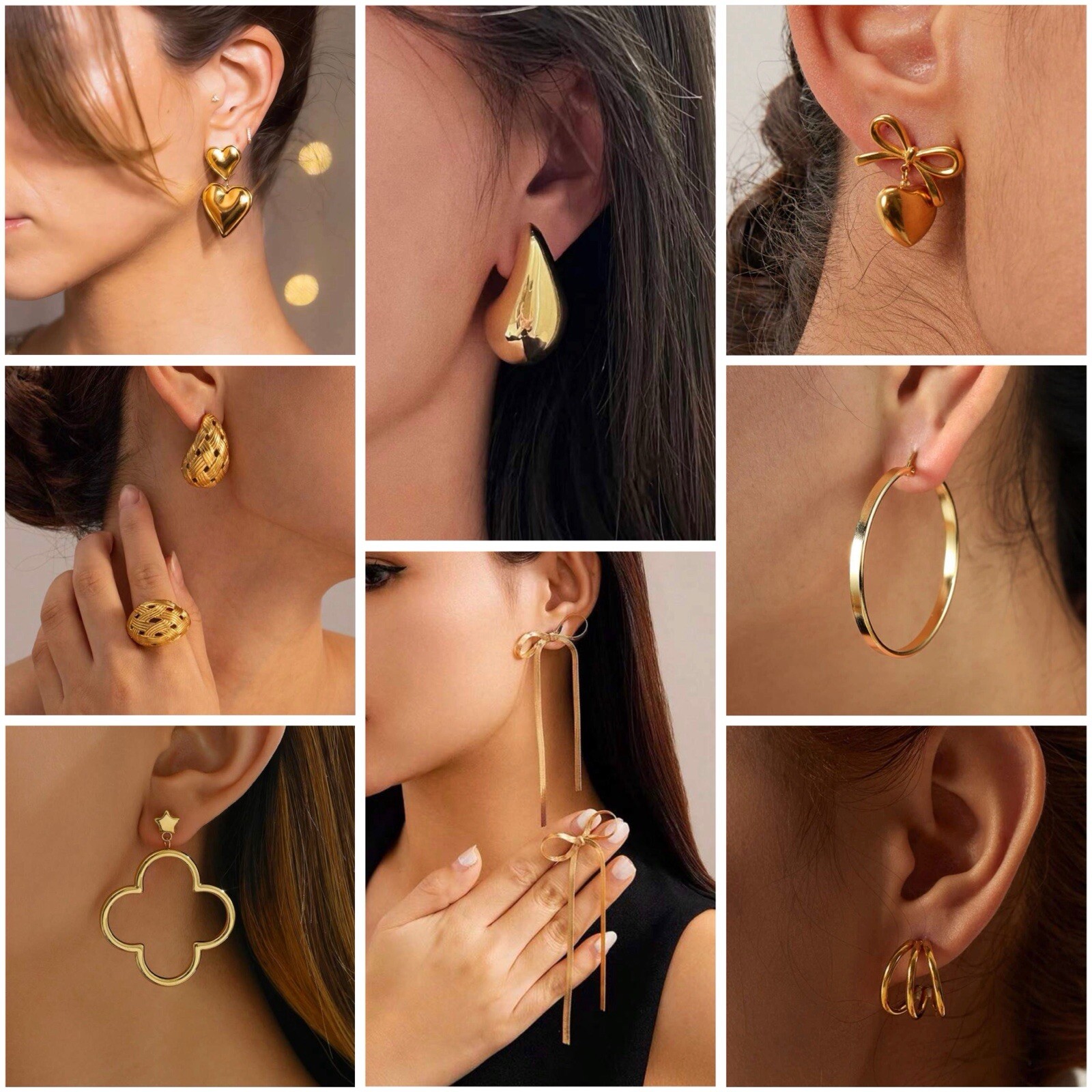 Trendy & Unique Styles Earrings. 18k Gold Plated Stainless Steel. Tarnish Free