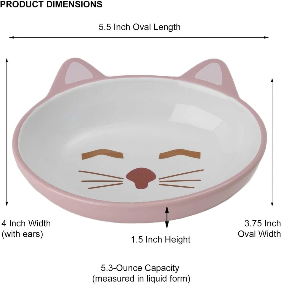 PetRageous Frisky Kitty Cat Bowl 5.5" Cerámica Rosa Platillo Plato Apto para Lavavajillas Foto 2 de 3