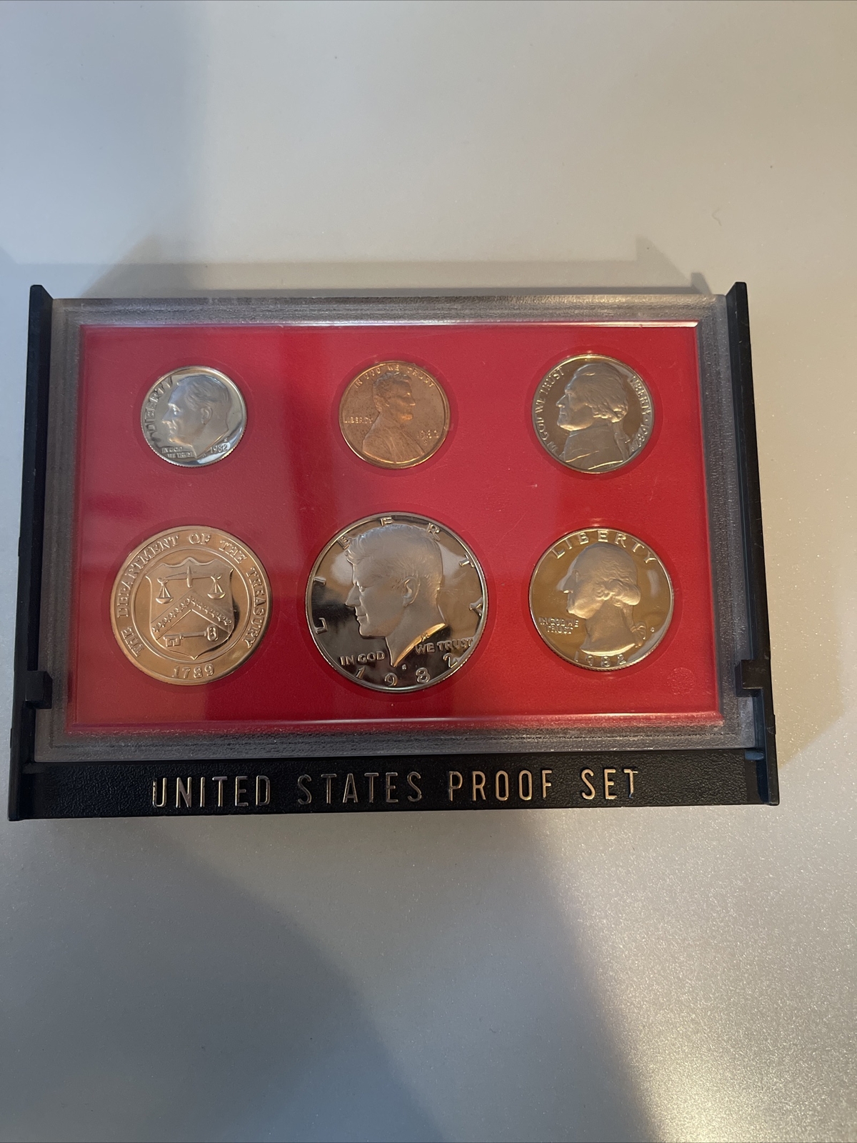 1982 U.S. Mint Proof set, 5 coins, original case, excellent condition ...