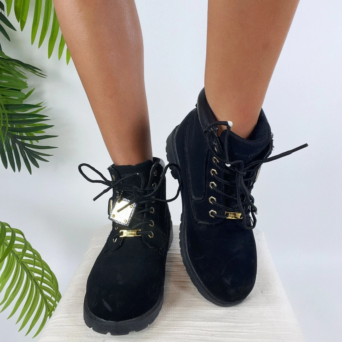 Bottines Baby Phat Taille 7 US - Bottines Cheville, Simili Cuir Noir, Occasion