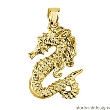 14k Yellow Gold Seahorse Pendant