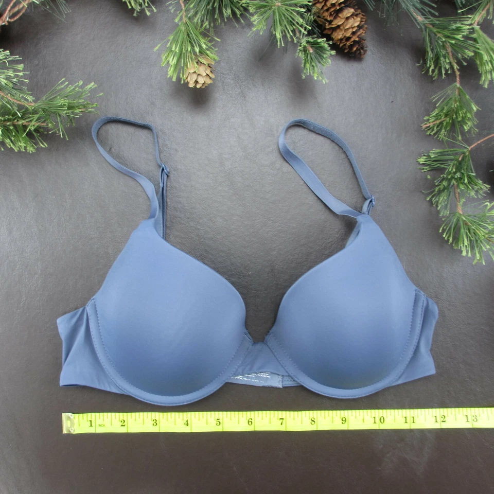 Gap Body Bra Size 32B Blue Lace Padded Push-Up Underwire Adjustable Clasp - Image 3 of 4