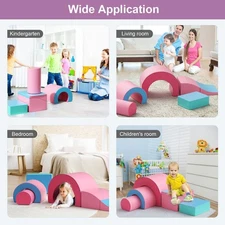 5-Piece Foam Climbing Blocks With Foldable  Tunnel Pit Playground for Toddlers