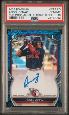 2023 Bowman Chrome Angel Genao 1st Blue Lunar Crater Auto /150 PSA 10 #CPA-AG