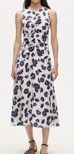 NWT J. Crew Veranda Ivory Navy Floral Ruched Midi Sleeveless Size 8