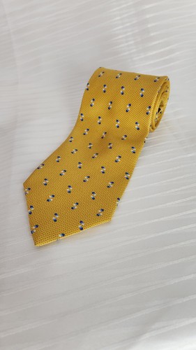 salvatore martorana tie mens yellow abstract polka dot office fundraiser casual - Picture 2 of 22