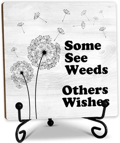 5" Wooden Plaque,Some See Weed Other Wishes, Desk Decor,With 1 Metal...