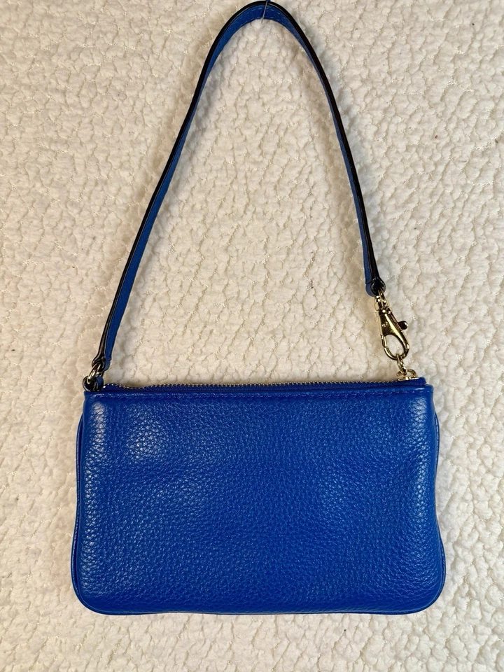 Michael Kors MK Blue Leather Small Zip Top Handle Bag Handbag Purse - Image 3 of 4