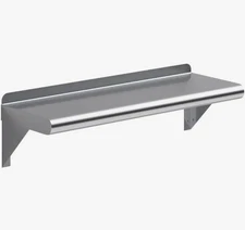 AMGOOD 8" x 24" Metal Shelf | NSF Stainless Steel Wall Mount Floating Shelving