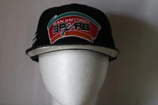 VTG Y2K Rare San Antonio Spurs Leather Brim Snapback Hat Mens Black Basketball