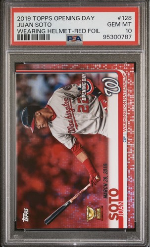 Juan Soto - PSA 10 2019 Topps Opening Day #128 - Red Foil SP - Gold Cup