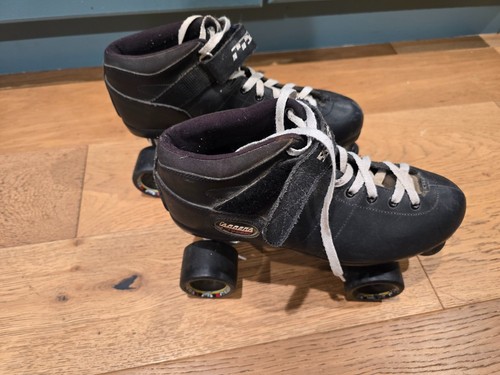 Riedell Carrera Size 11 Roller Speed Skates Black Wheels 8 Plates (Please Read)