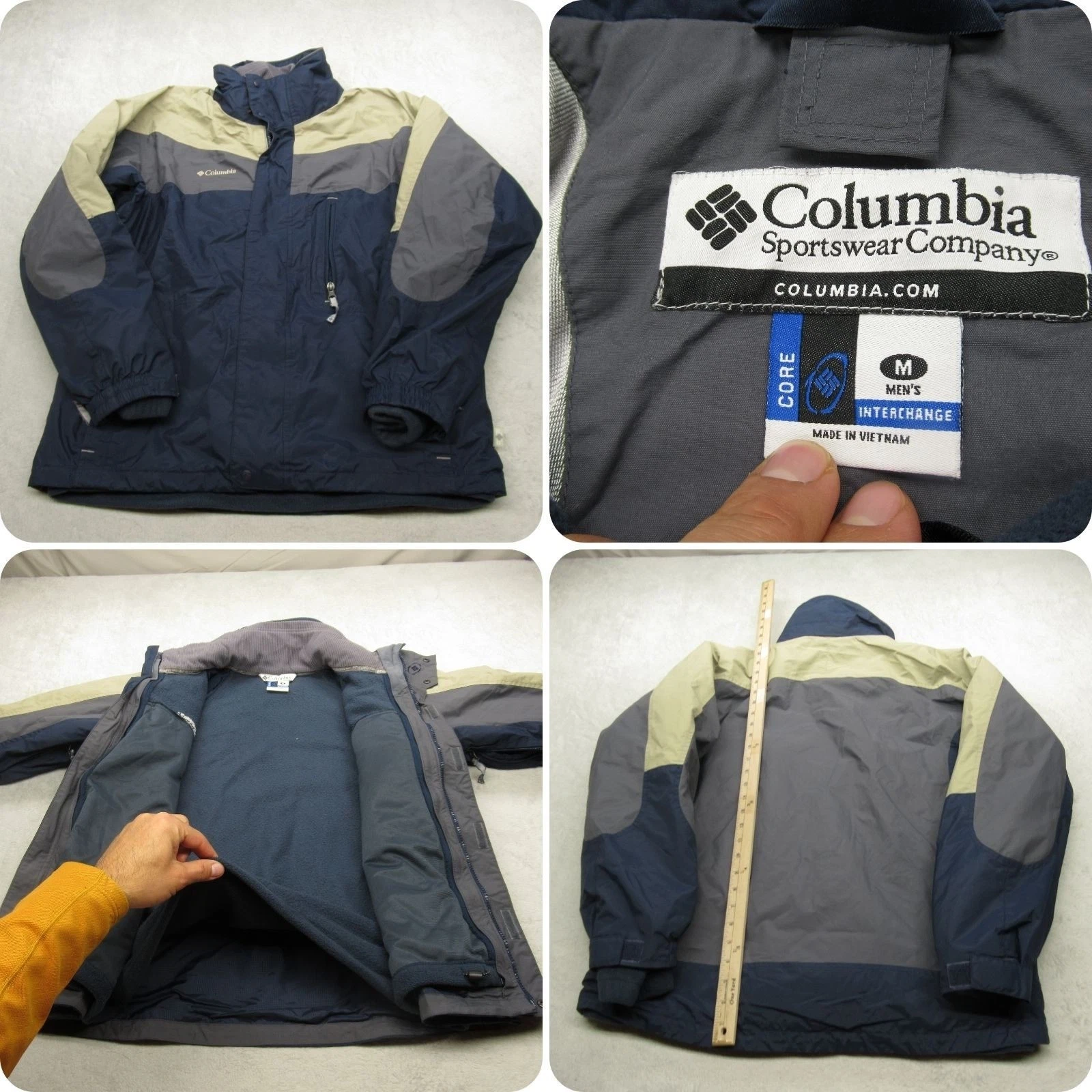 Columbia Jacket Mens Medium Blue Interchange Removable Liner Waterproof 3in1