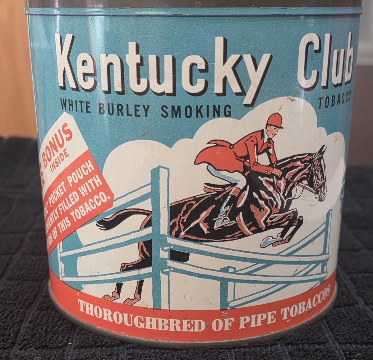 club tobacco Kentucky Club Pipe Tobacco Vintage Tin Can blue 5” round X 5” Tall