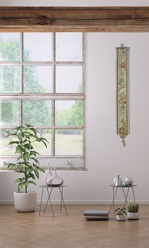 Tree of Life - Pastel William Morris Belgian Woven Floral Tapestry Bell Pull NEW - Afbeelding 2 van 8